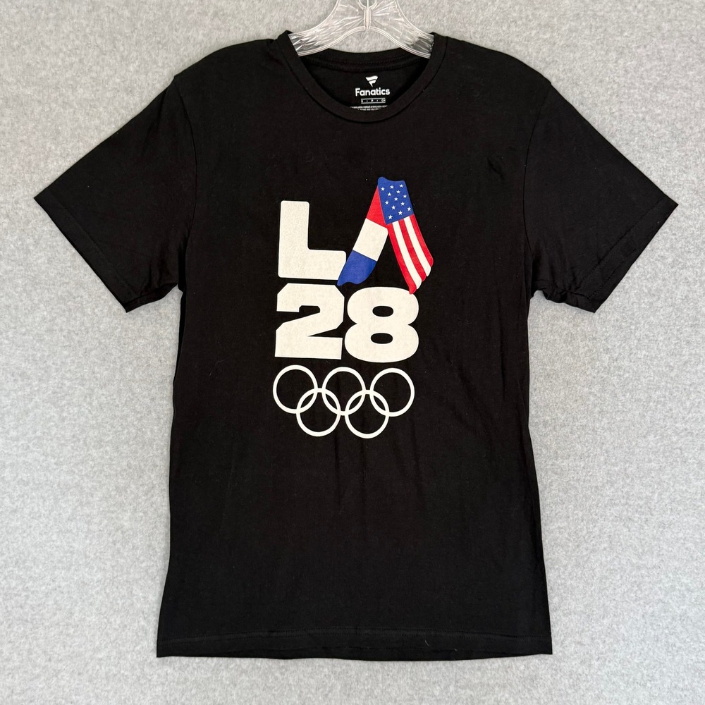 Fanatics LA 2028 Olympics T-Shirt Mens Small Black Short Sleeve Graphic Tee